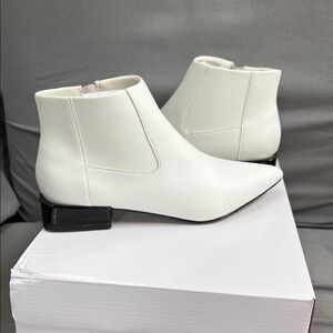VHNY White Ankle Boots with Black Accents